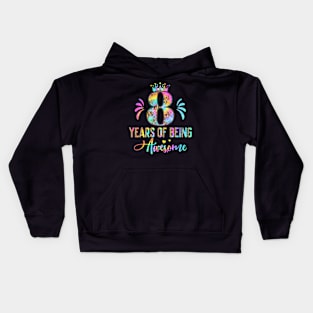 Kids Eight Year Old Rainbow 8Th Birthday Leopard For Girls 8 Kids Hoodie